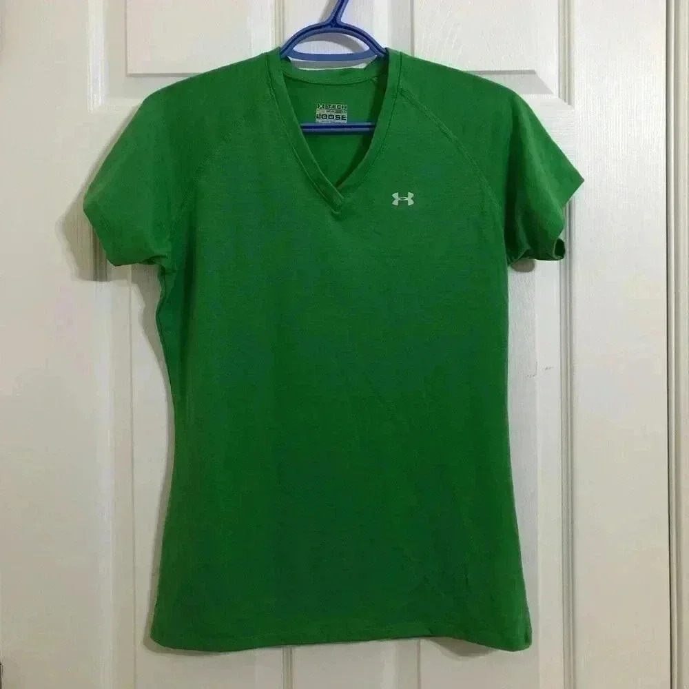 Under Armour Green V-Neck Workout Shirt Small
